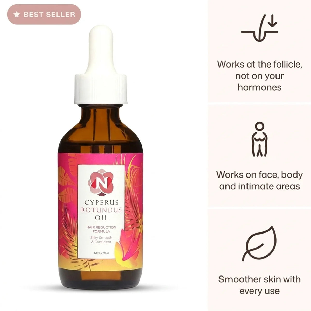 Cyperus rotundus oil for unwanted hair - slower, finer regrowth